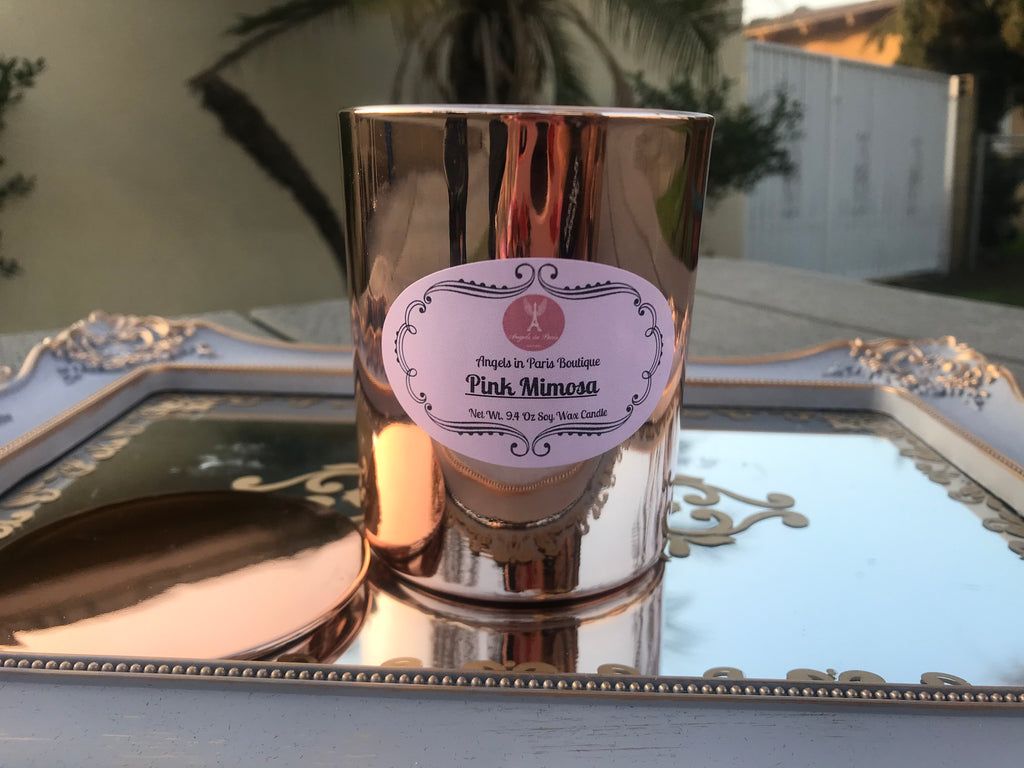 Wax and Oils Soy Wax Aromatherapy Scented Candles (Pink Mimosa) 9.4 Ounces. Single Luxury Candle