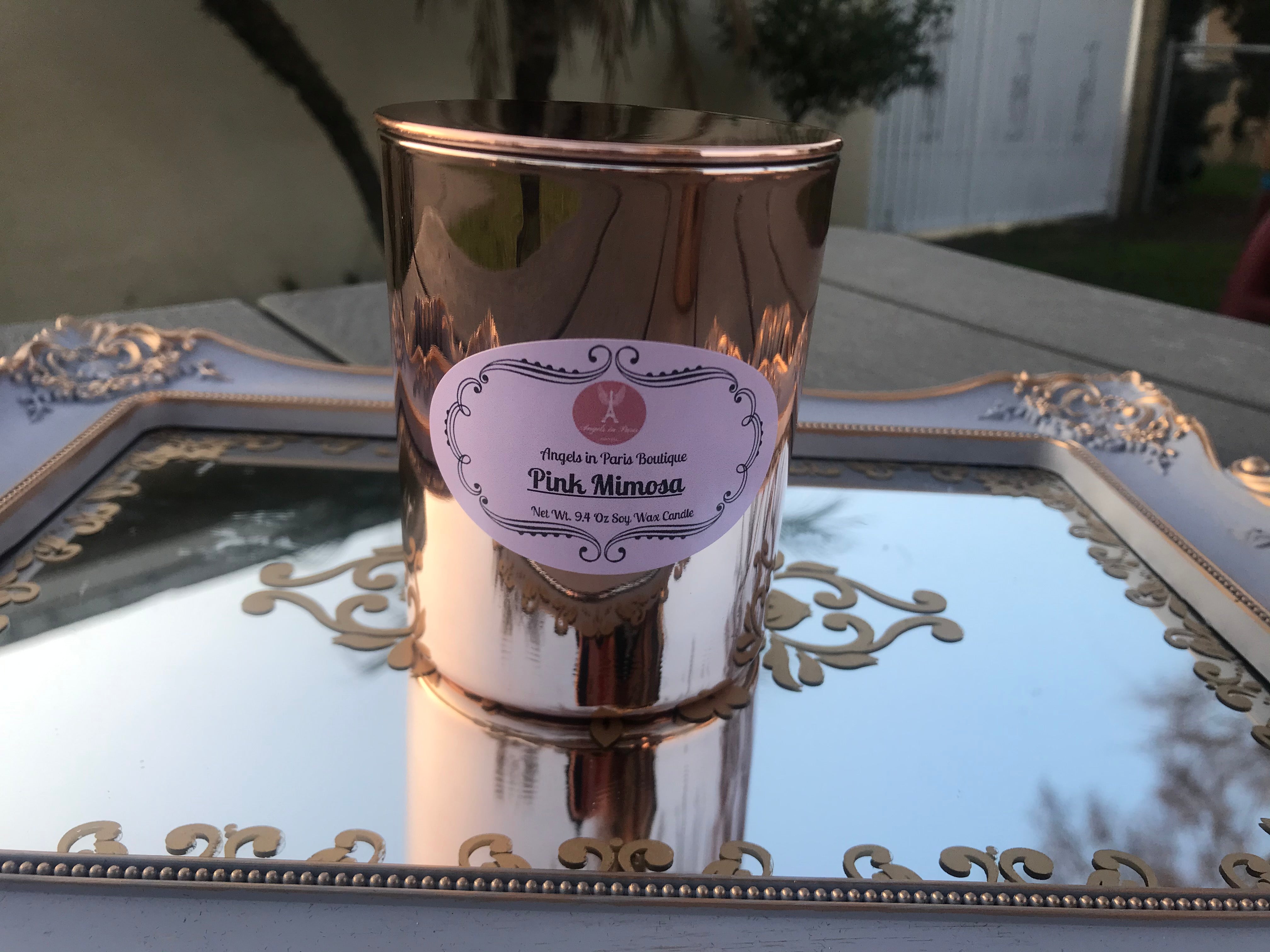 Wax and Oils Soy Wax Aromatherapy Scented Candles (Pink Mimosa) 9.4 Ounces. Single Luxury Candle