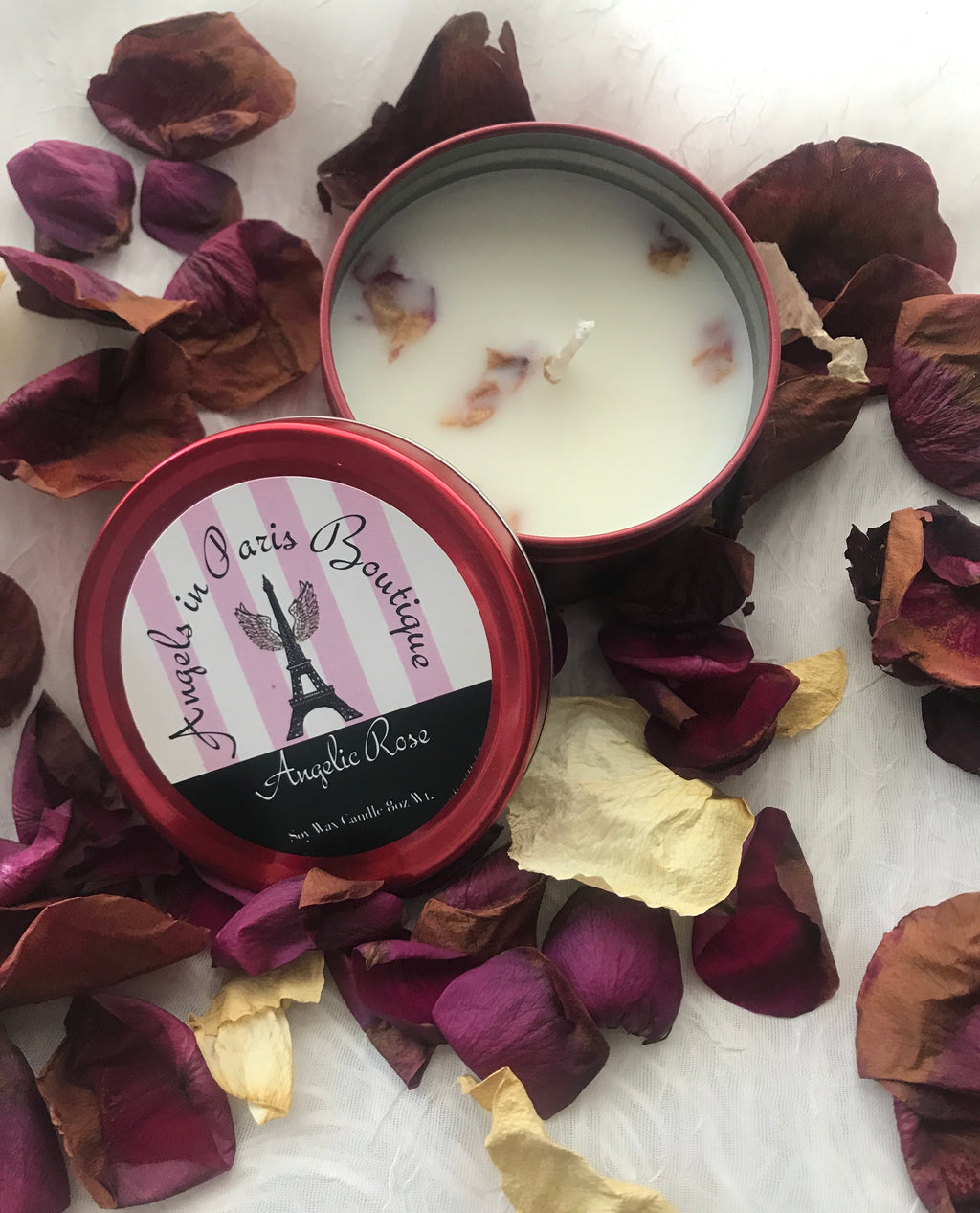 Wax and Oils Soy Wax Aromatherapy Scented Candles (Angelic Rose) 8 Ounces. Single